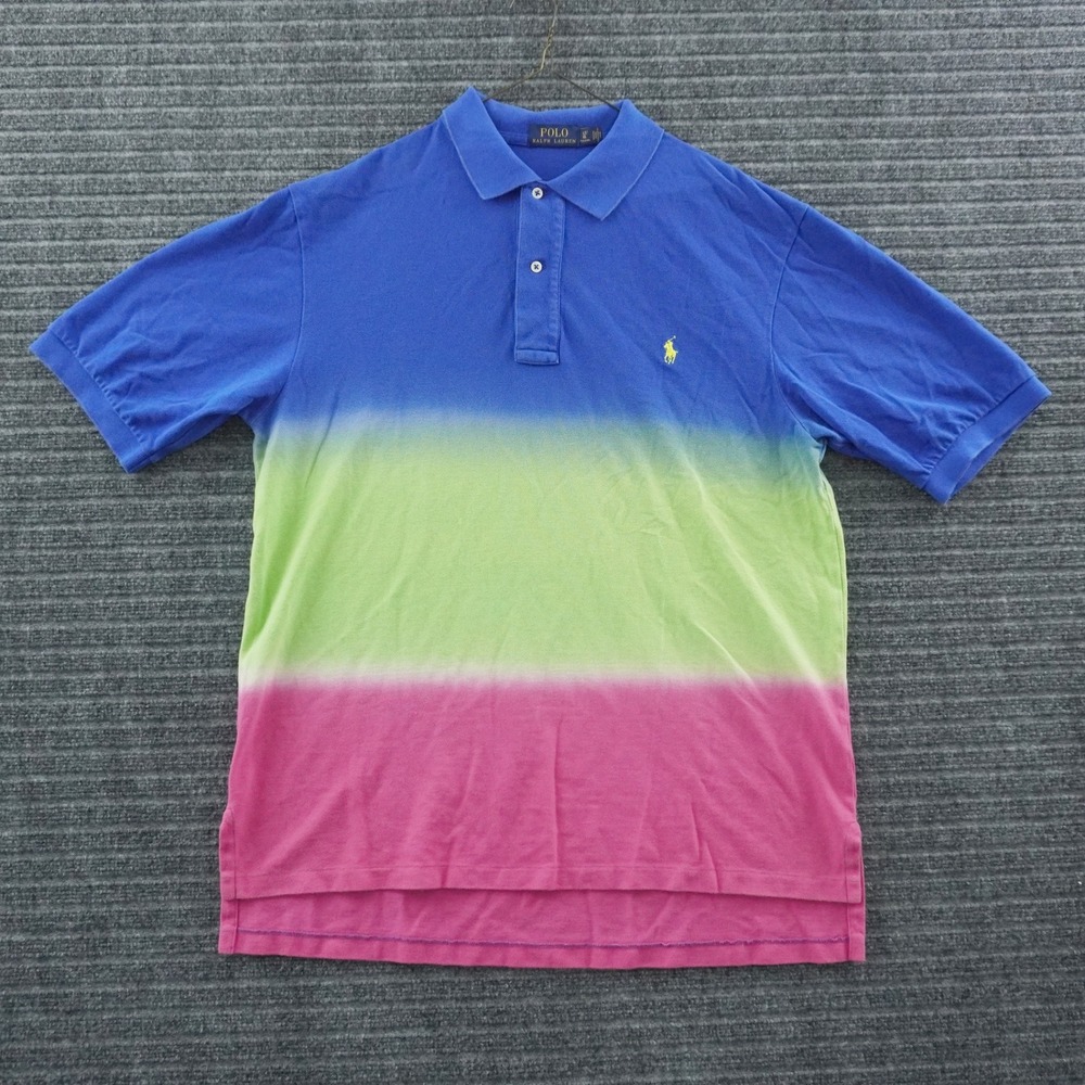 Polo Ralph Lauren Polo Shirt Mens LT Blue Green Pink Ombre Dip Dye Pony Logo